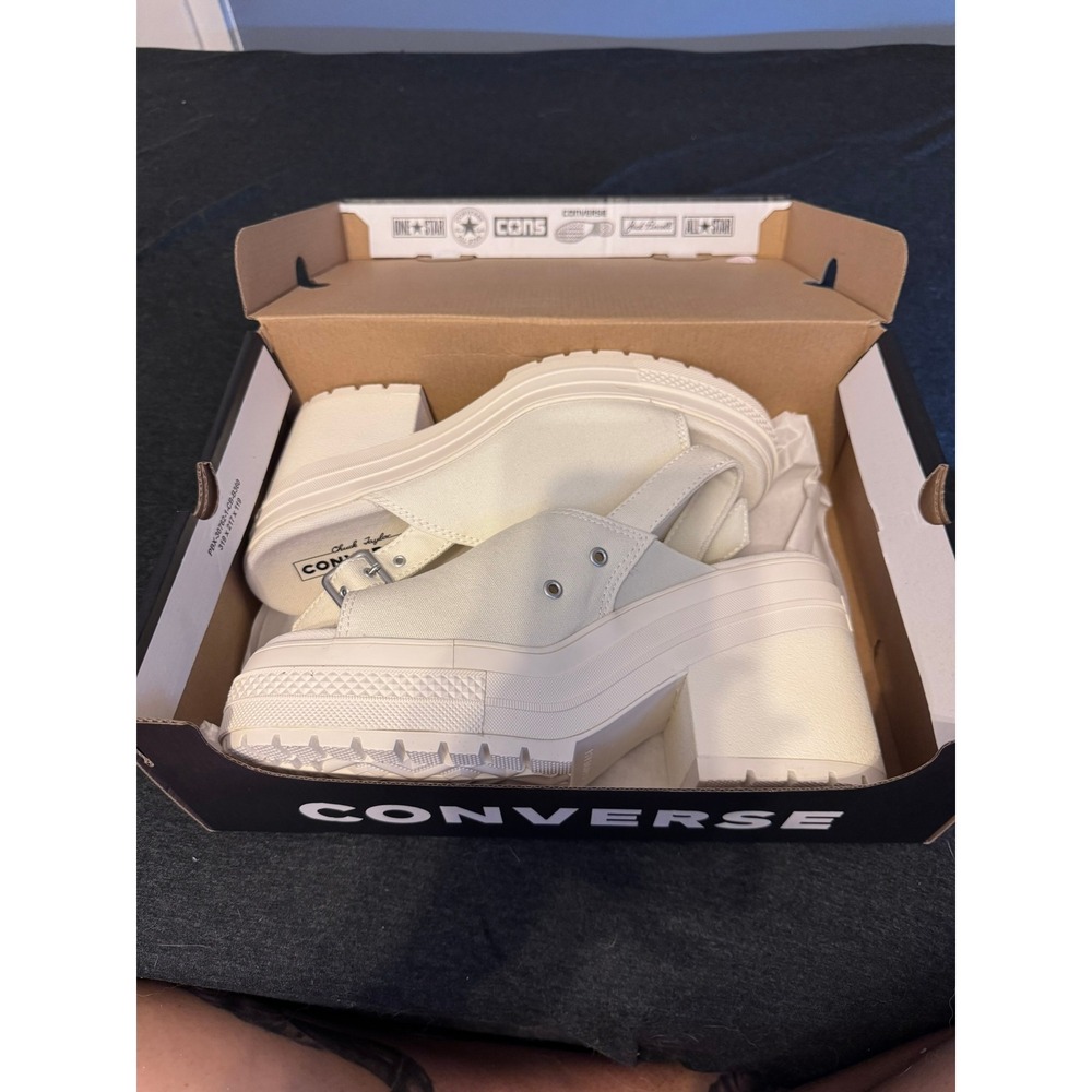 Converse Chuck 70 De Luxe Heel Mule Slippers Egret White A13796F Womens 10